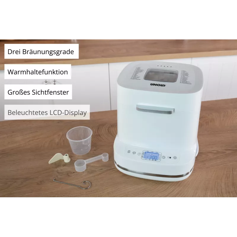 Máquina de fazer pão Unold Esge Backmeister Bernd 68120 — 550 W, peso máx. do pão 1 kg, branco, caixa de plástico