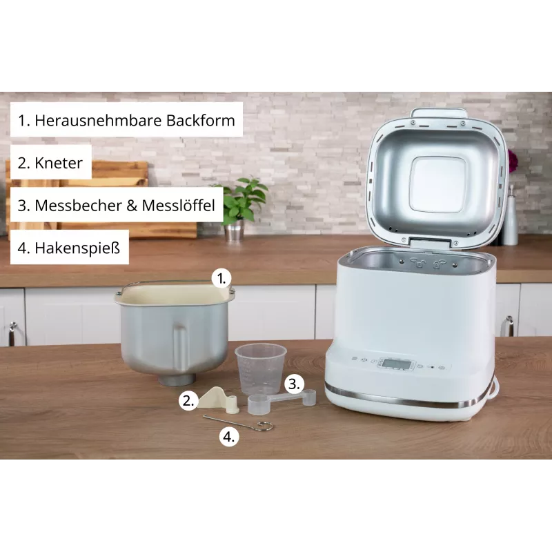 Máquina de fazer pão Unold Esge Backmeister Bernd 68120 — 550 W, peso máx. do pão 1 kg, branco, caixa de plástico