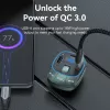 Vention FFLB0 carregador de automóvel com transmissor FM, Bluetooth 5.0, 3 portas USB (USB-C + 2× USB-A), 30 W PD, 30 W/18 W/5 W, preto