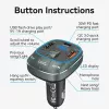 Vention FFLB0 carregador de automóvel com transmissor FM, Bluetooth 5.0, 3 portas USB (USB-C + 2× USB-A), 30 W PD, 30 W/18 W/5 W, preto