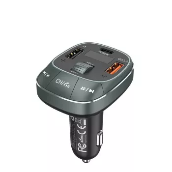 Carregador de automóvel Vention 3 portas USB (USB-C + 2× USB-A) 30W/18W/5W preto