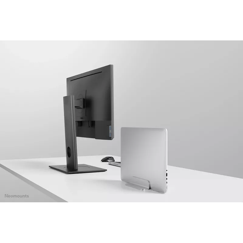 Neomounts NSLS300SILVER suporte vertical para portátil, 11–17 polegadas, máx. 5 kg, alumínio, ajuste de altura 42 mm, ajuste de largura 150 mm, ajuste de profundidade 92 mm, prateado