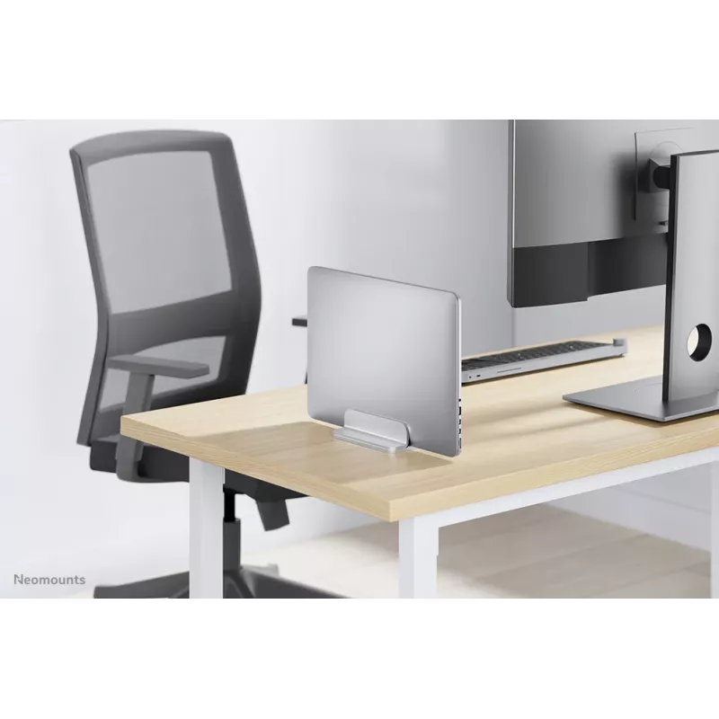 Neomounts NSLS300SILVER suporte vertical para portátil, 11–17 polegadas, máx. 5 kg, alumínio, ajuste de altura 42 mm, ajuste de largura 150 mm, ajuste de profundidade 92 mm, prateado