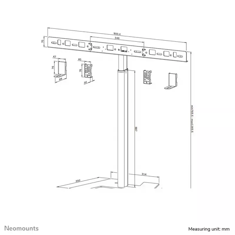 Suporte de chão para videobar Neomounts AV80-500BL - VESA - máx. 10 kg - universal