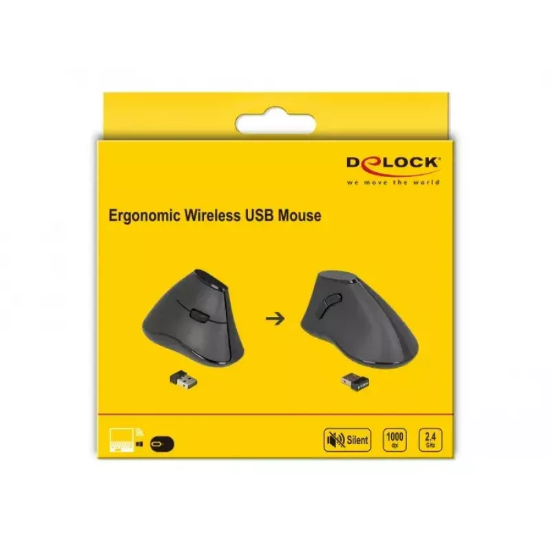 Rato Office DeLOCK 12622 destro RF Wireless ótico 1000 DPI