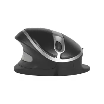 Rato com fio BakkerElkhuizen Oyster, para ambas as mãos, design vertical, laser, USB Type-A, 1200 DPI, preto, prateado