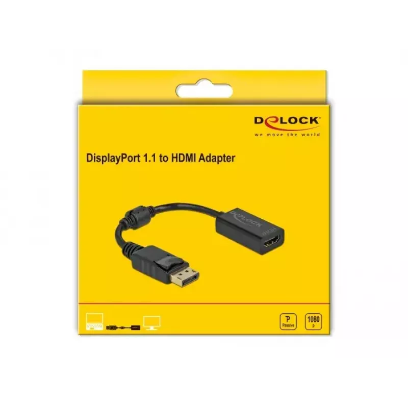 Adaptador DisplayPort 1.1 macho para HDMI fêmea DeLOCK 61011