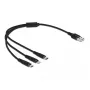 Cabo de carregamento USB DeLOCK 3-em-1 Type-A para Lightning, Micro-USB, USB Type-C 30 cm preto