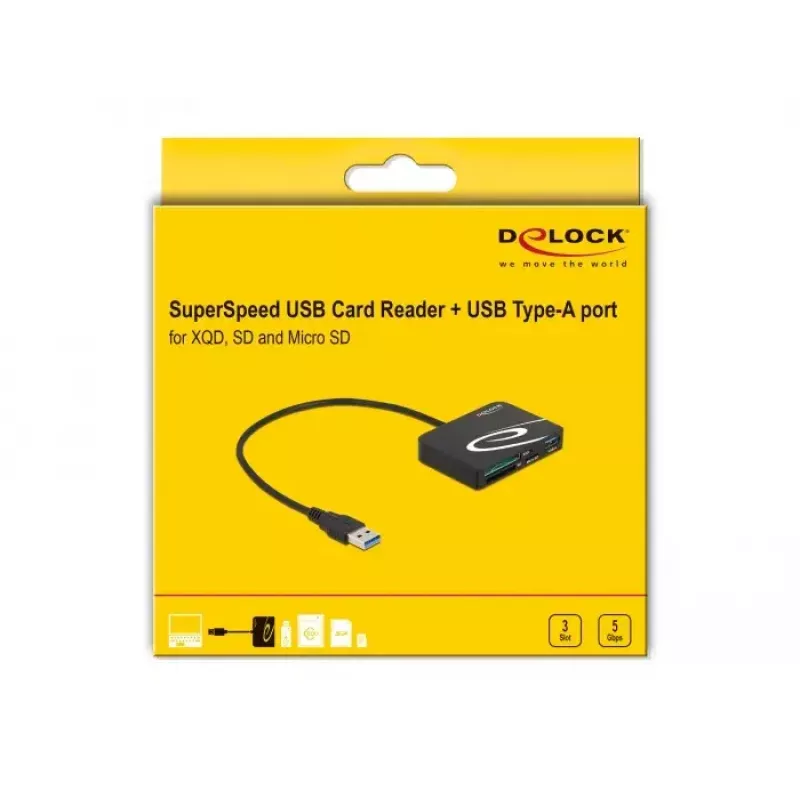 Leitor de cartões DeLOCK 91756 preto MicroSD SD MMC USB 5 Mbit/s