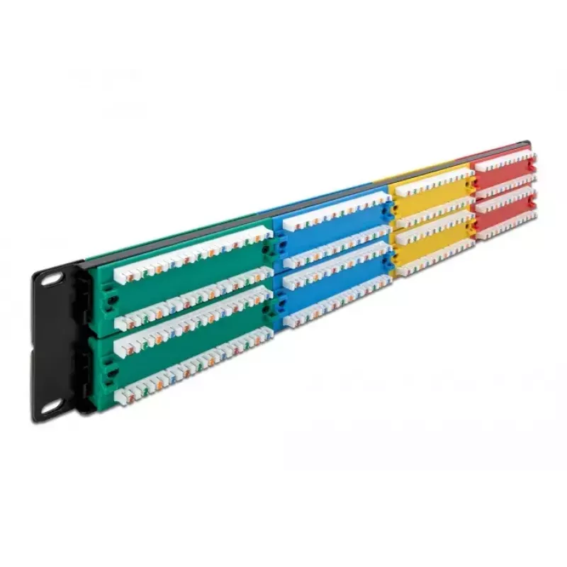 Patch panel DeLOCK 19 polegadas 48 portas Cat.5e 2HE colorido RJ-45
