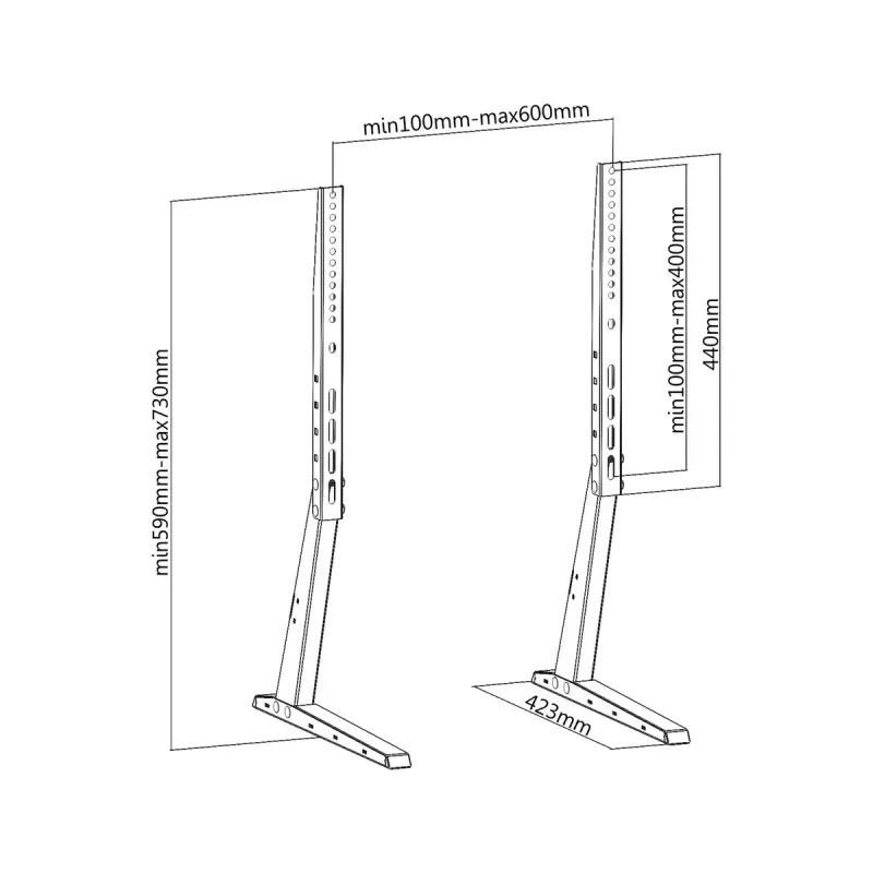 PureLink PureMounts PM-TVS-02 suporte de chão para TV para ecrãs planos de 81-165 cm (32-65 polegadas), aço, preto