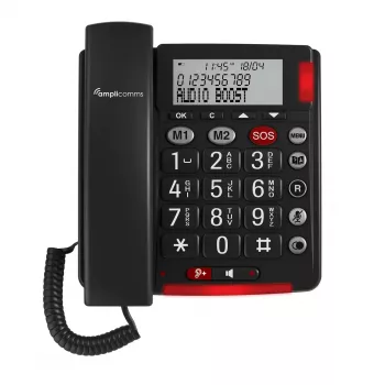 Telefone Analógico amplicomms BigTel 50 Alarm Plus Identificação de Chamadas Cinzento Escuro
