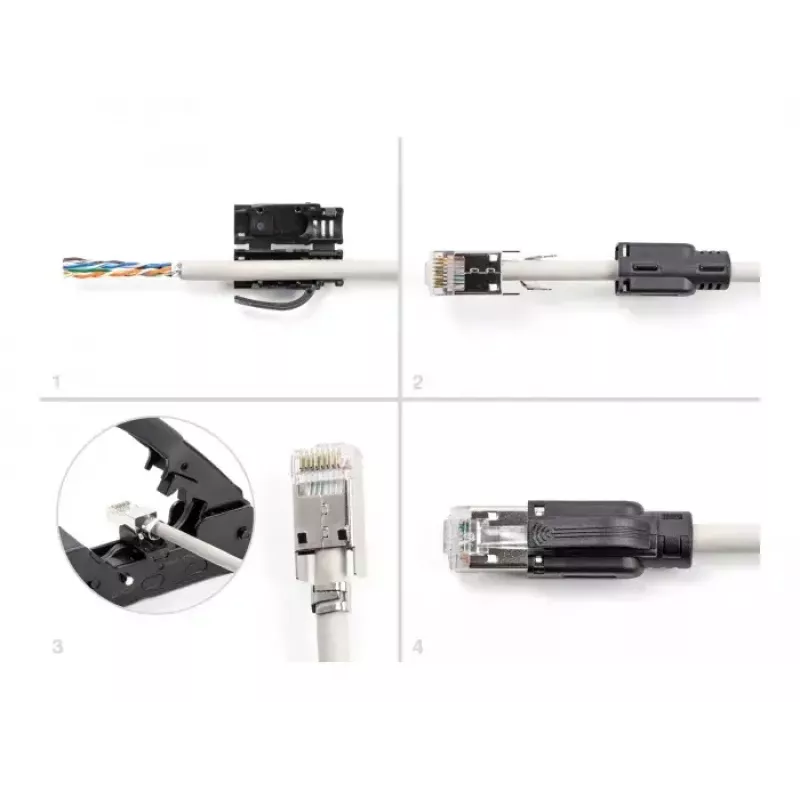 Conjunto de fichas modulares RJ45 DeLOCK Cat.6A 25 unid. alívio de tração proteção anti-dobra confiável