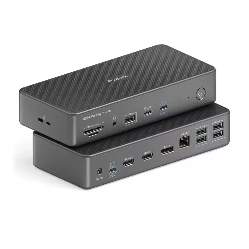 Dock para portátil PureLink VL-D220 com fios USB 3.2 Gen 2 Type-C cinzento