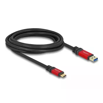 Cabo USB DeLOCK 80619 Type-A para Type-C 10 Gbit/s 3m vermelho metal