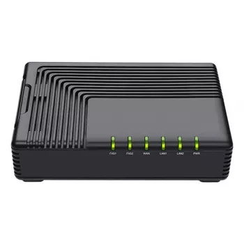 Adaptador de telefone analógico (ATA) Auerswald FTA5102E2 — 2 portas, G.711a/u, G.729A/ab, corrente contínua, preto