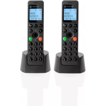 Telefone DECT Motorola DOT202 Twin auscultador sem fios identificação de chamadas preto