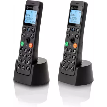 Telefone DECT Motorola DOT202 Twin auscultador sem fios identificação de chamadas preto