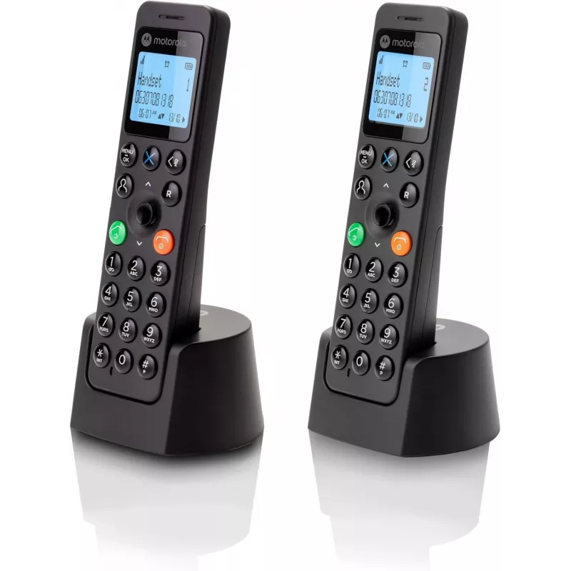 Telefone DECT Motorola DOT202 Twin auscultador sem fios identificação de chamadas preto