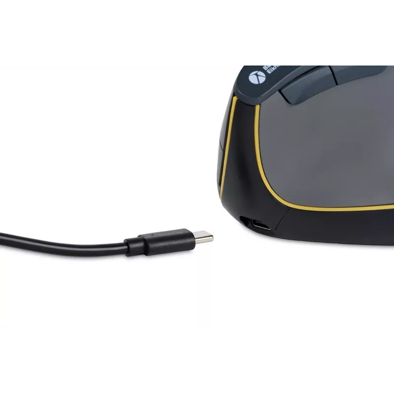 Rato BakkerElkhuizen FastForward, para destros, design vertical, ótico, RF Wireless + Bluetooth + USB Type-C, 500 DPI, cinzento