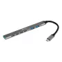 Hub USB-C 7-em-1 BakkerElkhuizen BNECHUB3A4C — 7 conectores (USB 3.2 Gen1 A, USB 3.2 Gen1 C, USB 2.0), caixa em alumínio, cinzento/preto