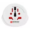 Adaptador de viagem SKROSS World to Europe — entrada universal para tomada europeia, branco, 64×58×47 mm