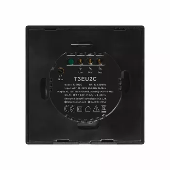 Interruptor de luz tátil Sonoff T3 EU TX WiFi RF 433 2 canais – interruptor inteligente de parede, painel tátil EU