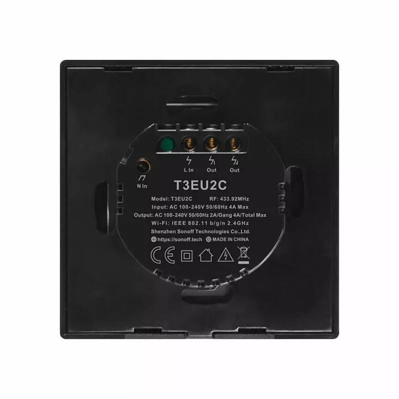 Interruptor de luz tátil Sonoff T3 EU TX WiFi RF 433 2 canais – interruptor inteligente de parede, painel tátil EU