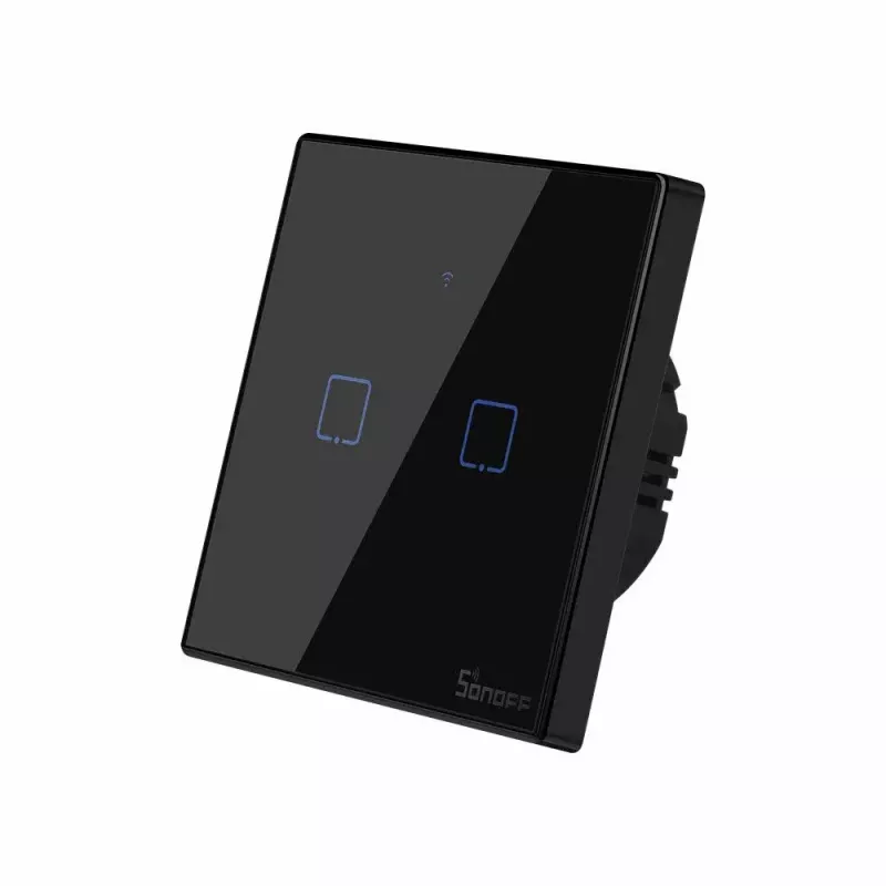 Interruptor de luz tátil Sonoff T3 EU TX WiFi RF 433 2 canais – interruptor inteligente de parede, painel tátil EU