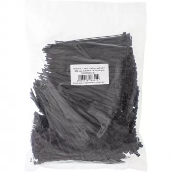 Abraçadeira de cabos InLine 140 mm comprimento 3,6 mm largura nylon preto, embalagem de 1000 unid.
