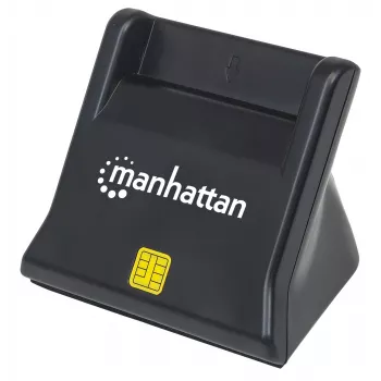 Leitor de cartões Smart/SIM Manhattan USB-A, 480 Mbit/s (USB 2.0), dispositivo de secretária, compatível com tipo fricção, Hi-Speed USB, cabo 86 cm, preto, três anos de garantia