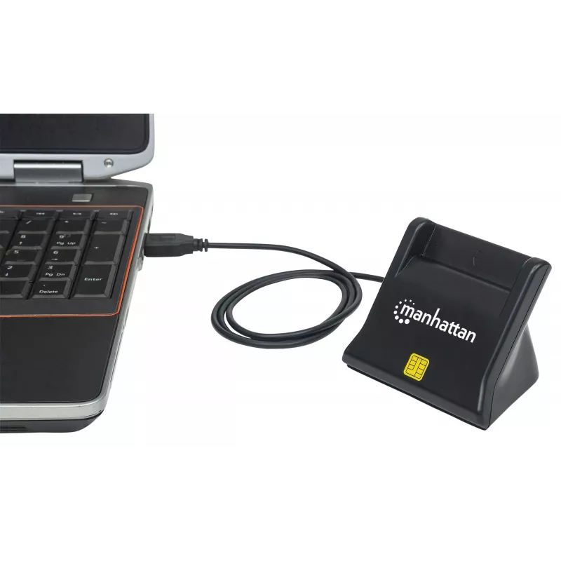 Manhattan 102025 leitor de cartões Smart/SIM USB-A, 480 Mbps (USB 2.0), de secretária, vertical