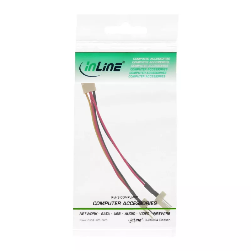 Adaptador de ventoinha InLine 3pin fêmea / 2x 3pin macho aprox. 0,10m