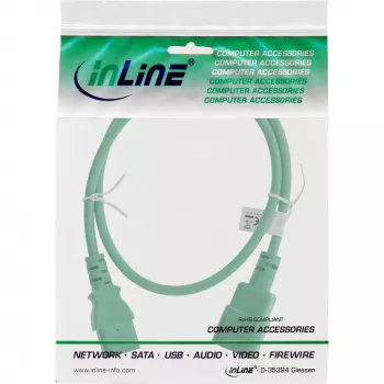 Extensão de cabo de alimentação InLine, C13 / C14, verde, 0,75 m