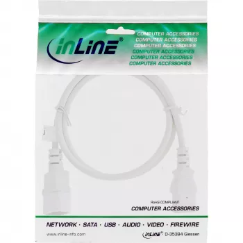 Extensão de cabo de alimentação InLine, C13 / C14, branco, 0,3 m