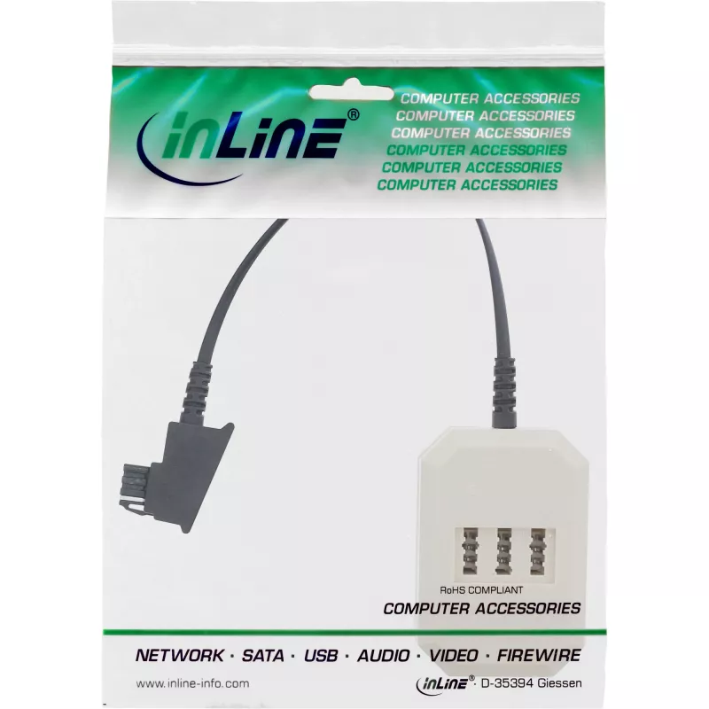Adaptador TAE InLine TAE-F alemão macho / TAE NFN + RJ11 fêmea 0,2 m