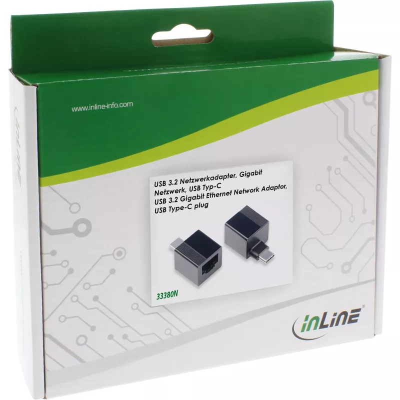 Adaptador de rede USB 3.2 para 1Gb/s InLine, USB-C para RJ45
