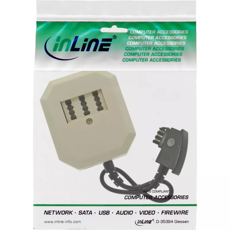 Adaptador TAE InLine TAE-F macho / TAE NFF + RJ11 6P4C fêmea 0,2 m