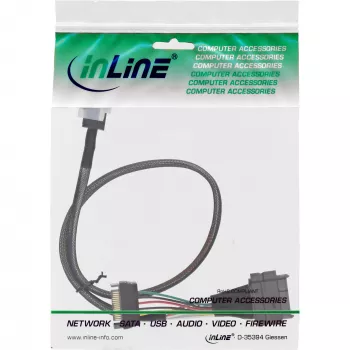 Cabo de ligação U.2 InLine, SSD com U.2 (SFF-8639) para SFF-8643 + alimentação, 0,75 m