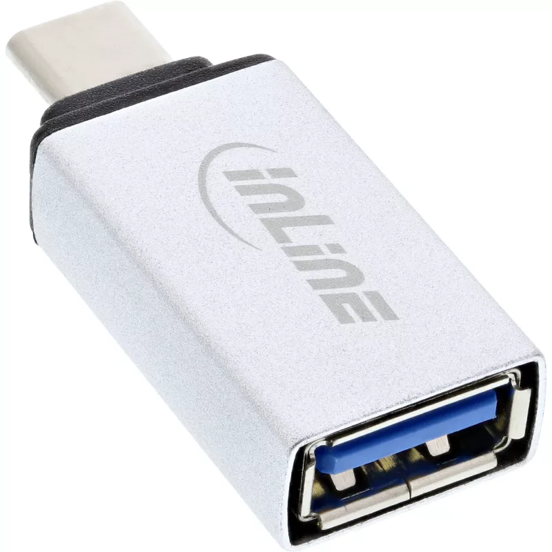Adaptador USB 3.2 Gen.2 InLine, ficha USB-C para conector fêmea USB-A, prateado