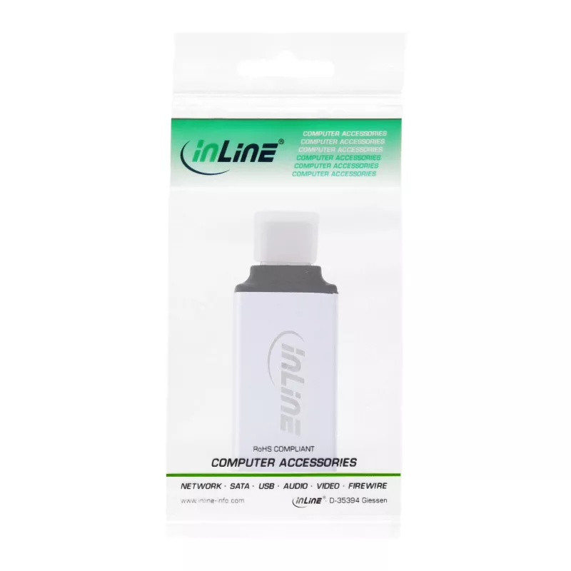 Adaptador USB 3.2 Gen.2 InLine, ficha USB-C para conector fêmea USB-A, prateado
