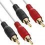 Cabo de áudio InLine 2x ficha RCA macho para macho branco / dourado 3 m