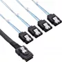 Cabo SAS InLine, Mini SAS SFF8087 para 4x SATA, Crossover, OCF, 0,75 m