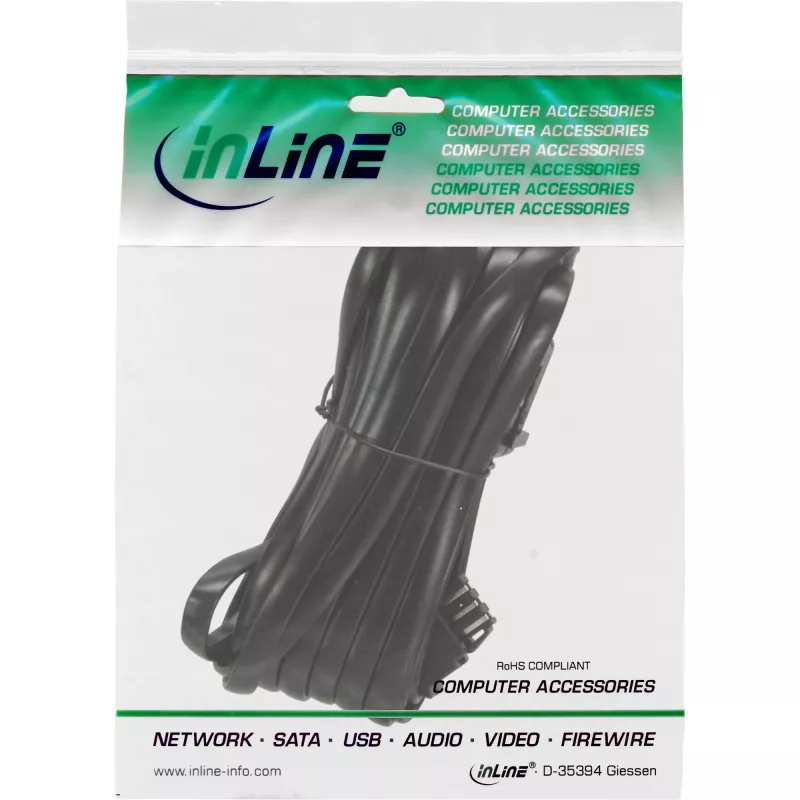 Cabo de extensão telefónica TAE-N InLine ficha / conector fêmea TAE-N 10 m