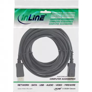 Cabo DisplayPort 1.4 ativo InLine, 8K4K, preto, dourado, 10 m