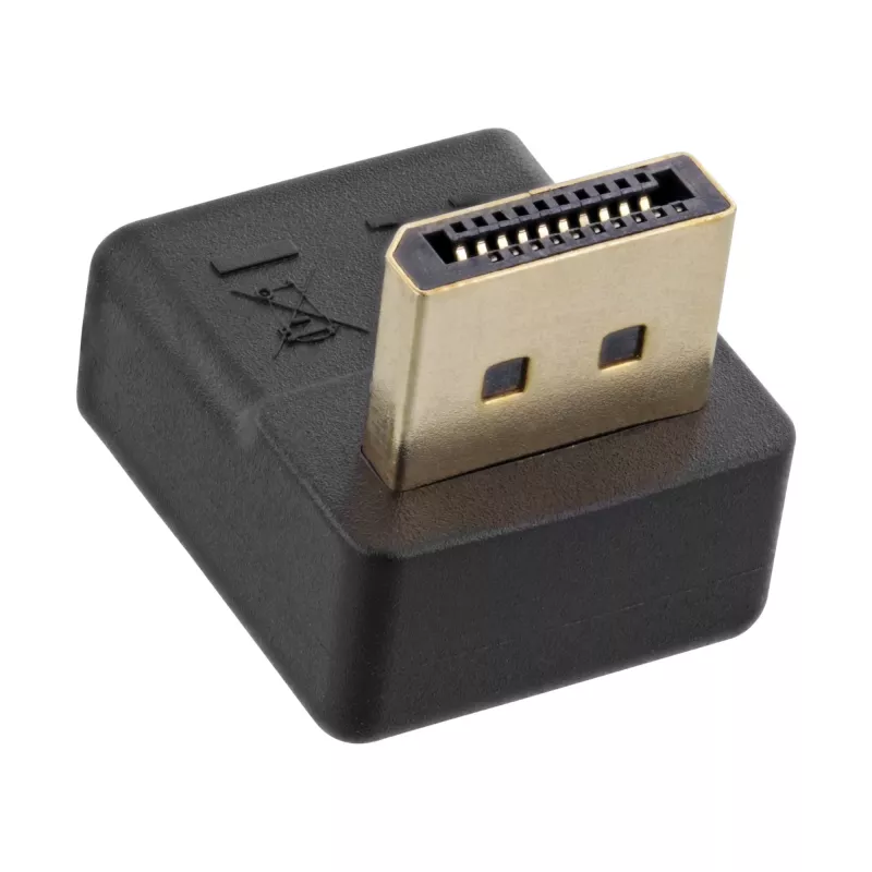 Adaptador DisplayPort InLine, ficha / conector fêmea DisplayPort angulado para baixo