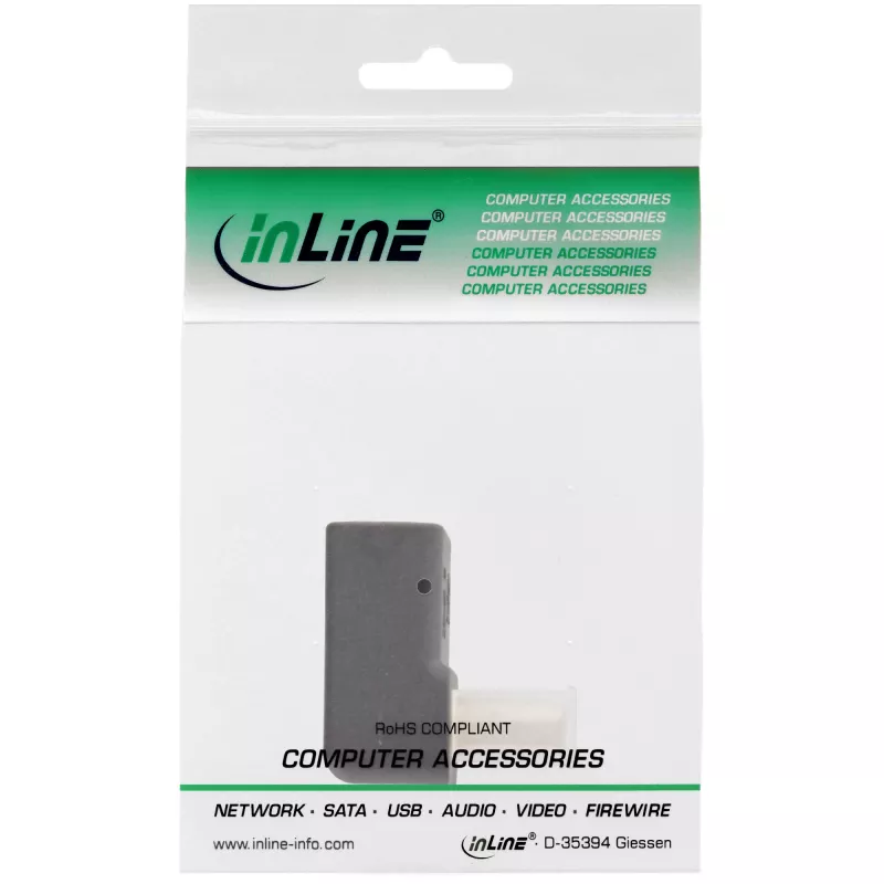 Adaptador DisplayPort InLine, ficha / conector fêmea DisplayPort angulado para baixo