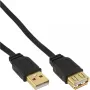 Cabo plano USB 2.0 InLine Type-A ficha / conector fêmea com banho de ouro preto 5 m