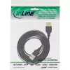 Cabo plano USB 2.0 InLine Type-A ficha/conector fêmea dourado preto 1 m