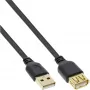 Cabo plano USB 2.0 InLine Type-A ficha / conector fêmea com banho de ouro preto 0,5 m